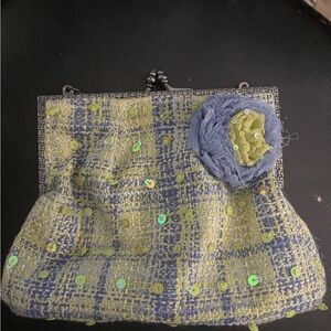 Randolph Duke Yellow and Blue Tweed Clutch